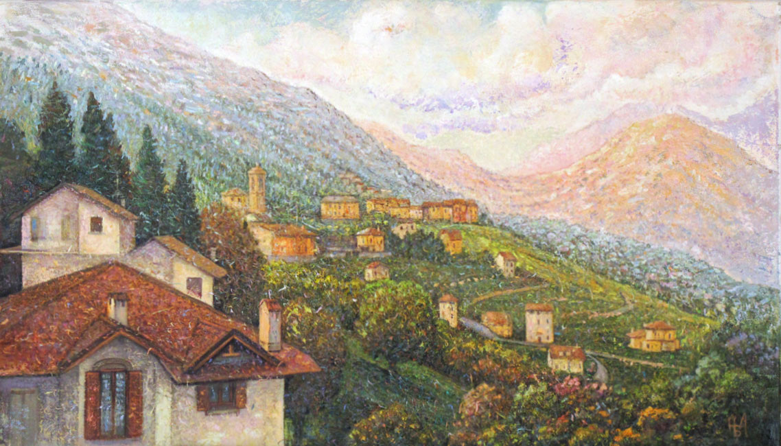  художник  Блинова-Алексеева Надежда, картина Альпийская деревня