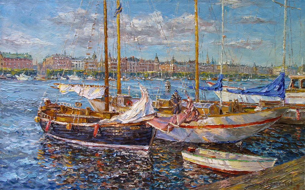  художник  Колоколов Антон, картина Стокгольмские яхты