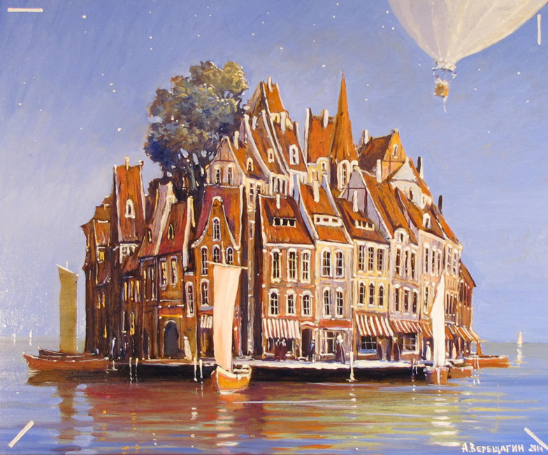  художник  Верещагин Андрей, картина Город в воде
