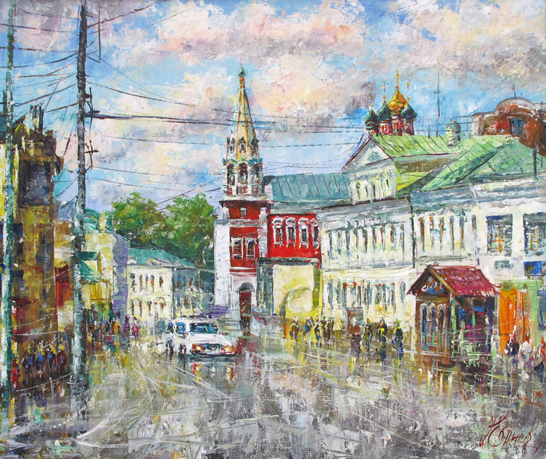  художник  Еникеев Юнис, картина Гончарня улица. Таганка