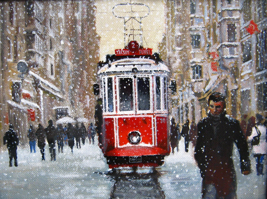 Картина «Трамвай в Стамбуле» , масло на холсте. Художник Сорокин Юрий