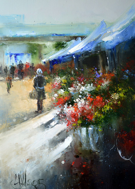  художник  Медведев Игорь, картина Цветочный рынок , Крюково