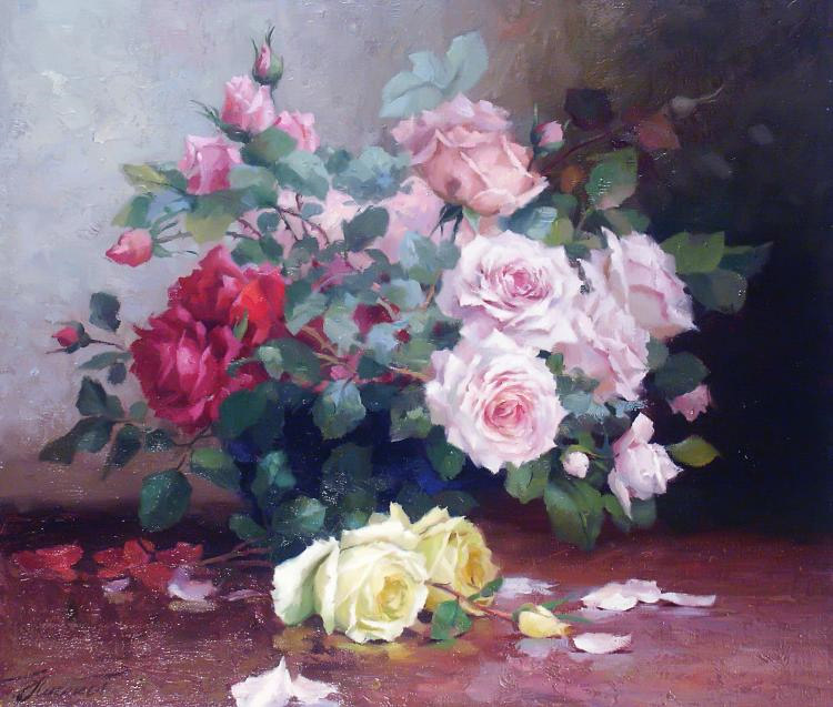  художник  Николаев Юрий, картина Цветы на столе