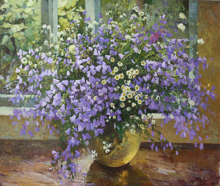 Картина колокольчики лесные желток