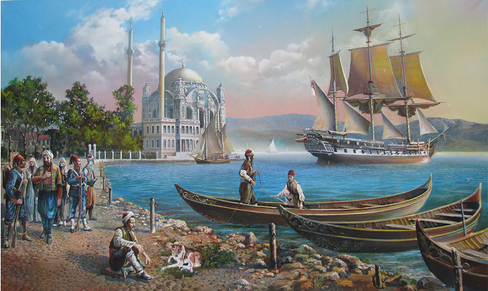  художник  Сорокин Юрий, картина Давным давно в Константинополе (у мечети Ортакей) 