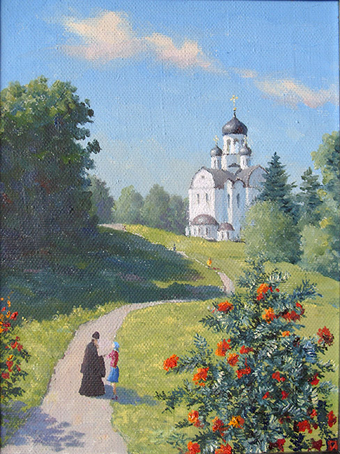  художник  Майстренко Геннадий, картина Путь  к храму 