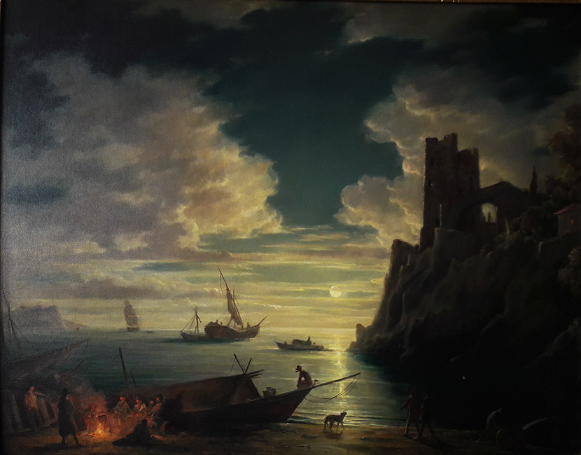  художник  Дмитриев Георгий, картина Лунная ночь на море. (по мотивам  работ Клода Верне)