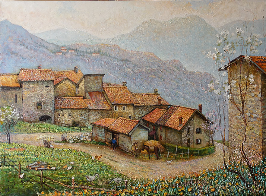  художник  Блинова-Алексеева Надежда, картина Итальянская деревня в горах