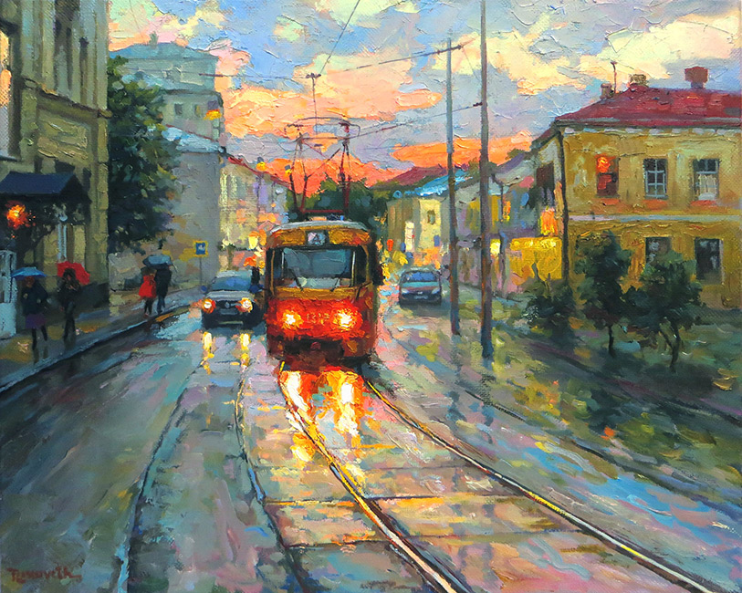  художник  Волков Сергей, картина У Аннушки-трамвая есть пара глаз-огней...