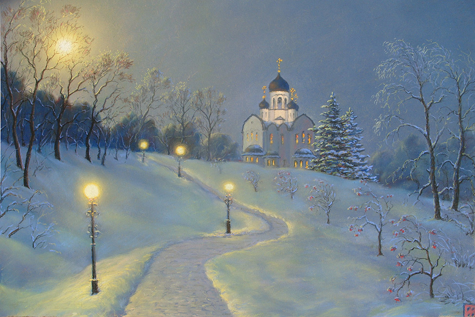  художник  Майстренко Геннадий, картина Рождественская ночь    