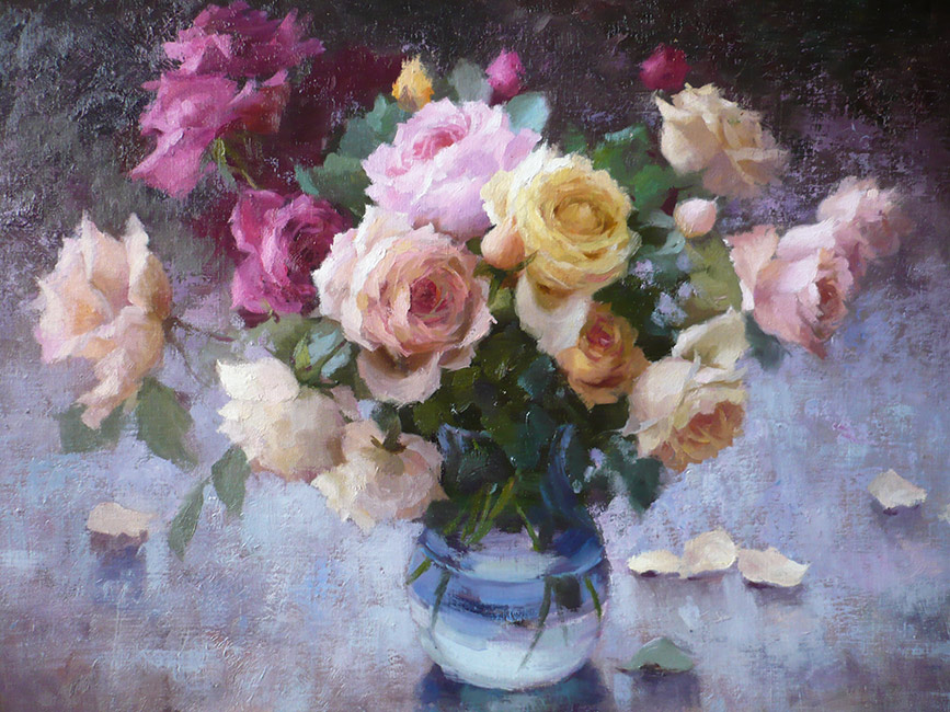  художник  Николаев Юрий, картина Вечерние розы
