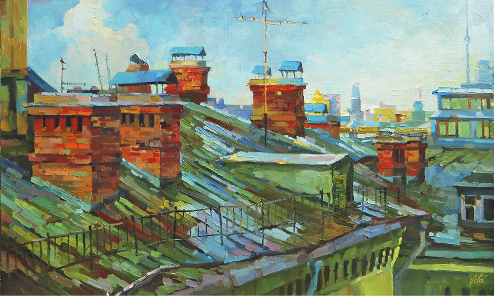  художник  Чижова Виктория, картина Старые московские крыши
