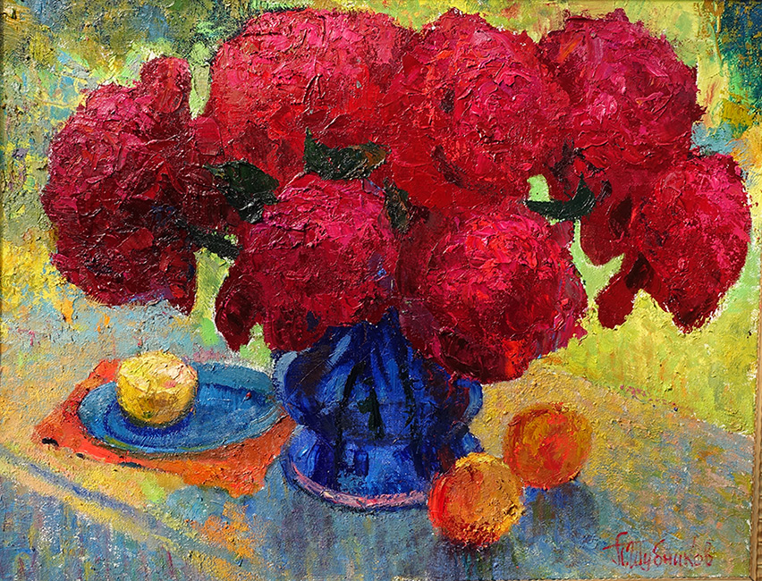  художник  Шубников Павел, картина Розовые пионы