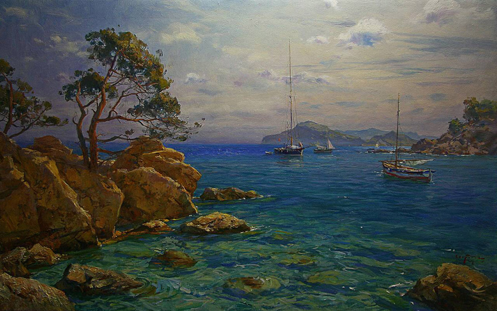 Вечер на море картины