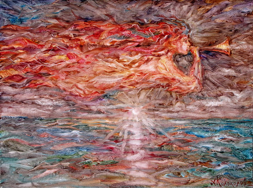  художник  Колоколов Антон, картина Летающий над волнами