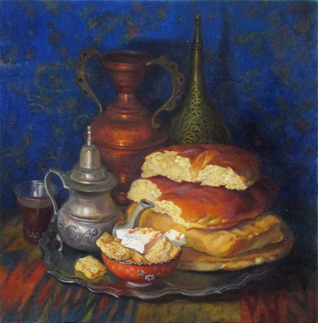  художник  Шумакова Елена, картина Восточный натюрморт с хлебом