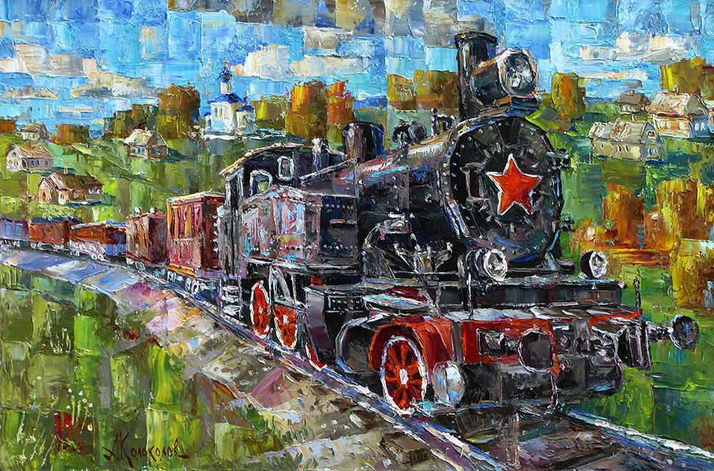 Паровоз победы рисунок