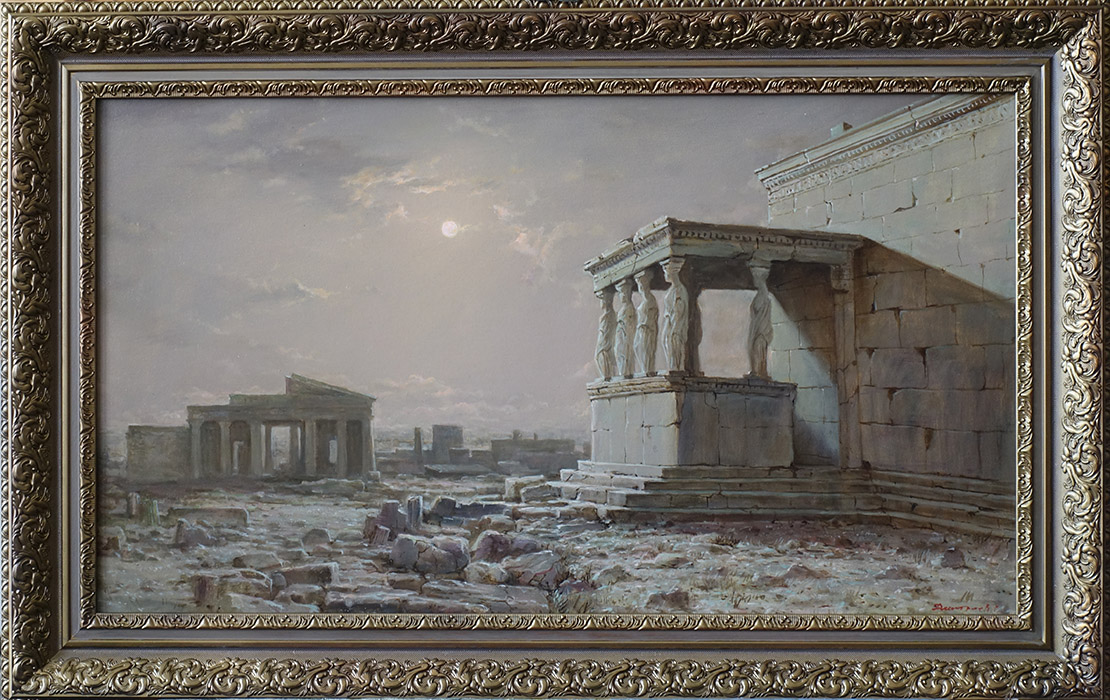  художник  Дмитриев Георгий, картина Лунная ночь над Афинским Акрополем