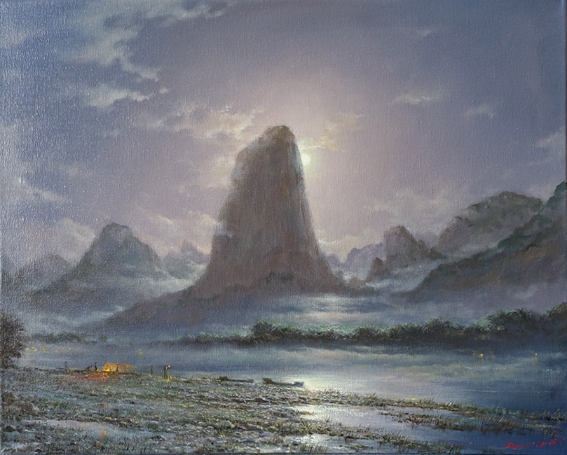  художник  Дмитриев Георгий, картина Ночь на реке Ли
