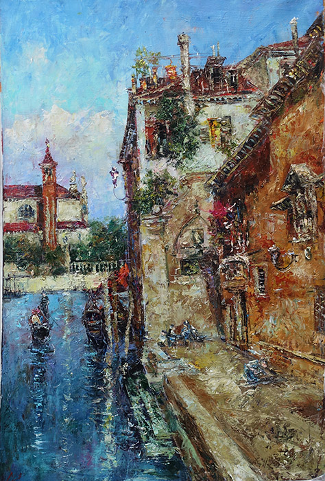  художник  Еникеев Юнис, картина Венеция, канал