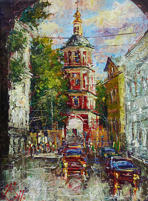  художник  Еникеев Юнис, картина Покровка, Барашевский переулок