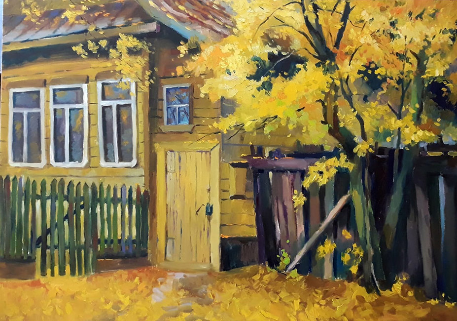 Картинки осень дачный дворик в живописи
