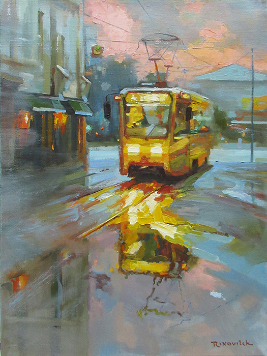  художник  Волков Сергей, картина Желтый трамвайчик