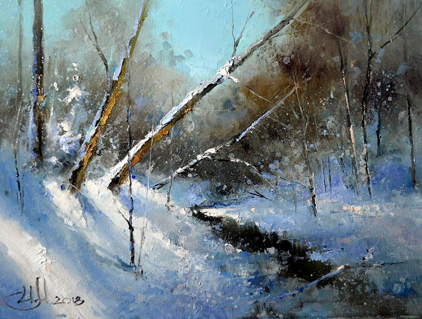  художник  Медведев Игорь, картина Зима близко