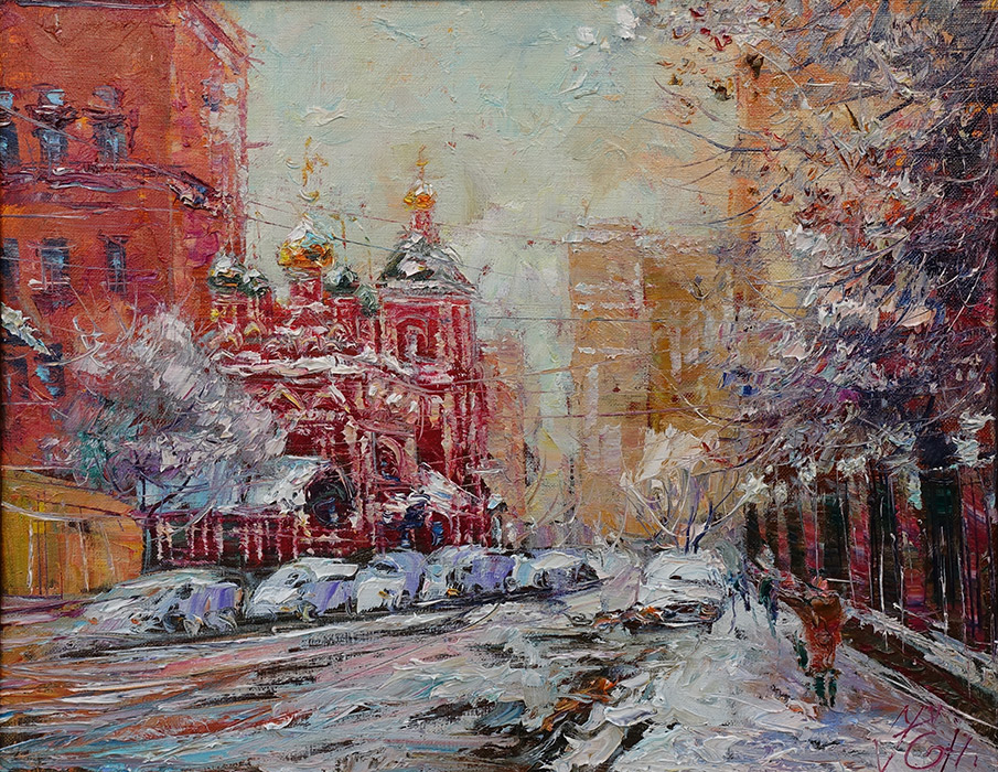  художник  Еникеев Юнис, картина Снегопад на Котельнической 