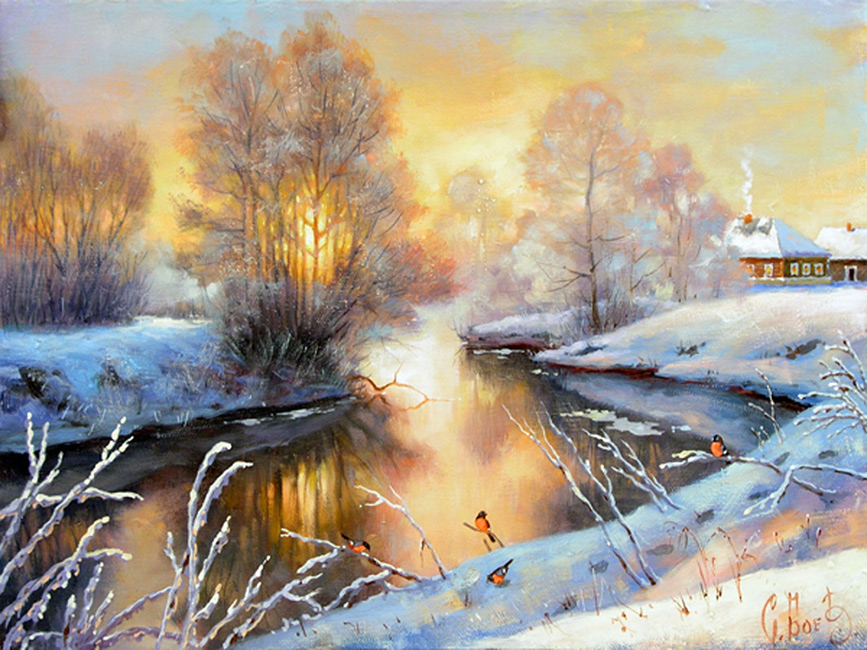  художник  Боев Сергей , картина Морозное утро