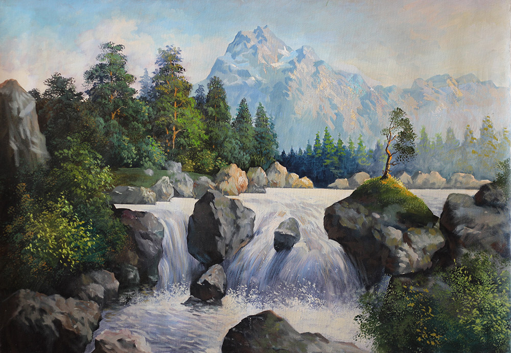  художник  Лукиянов Николай, картина Горная река 