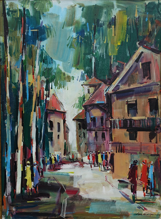  художник  Жан Гиней Игитян, картина Улица в курортном городе