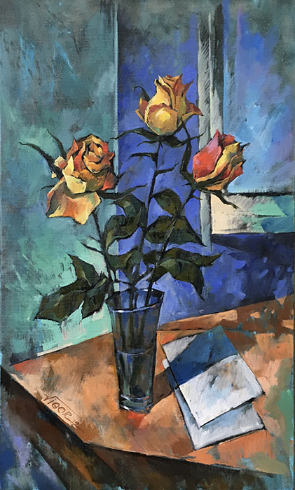  художник  Володькин Игорь, картина Натюрморт с розами