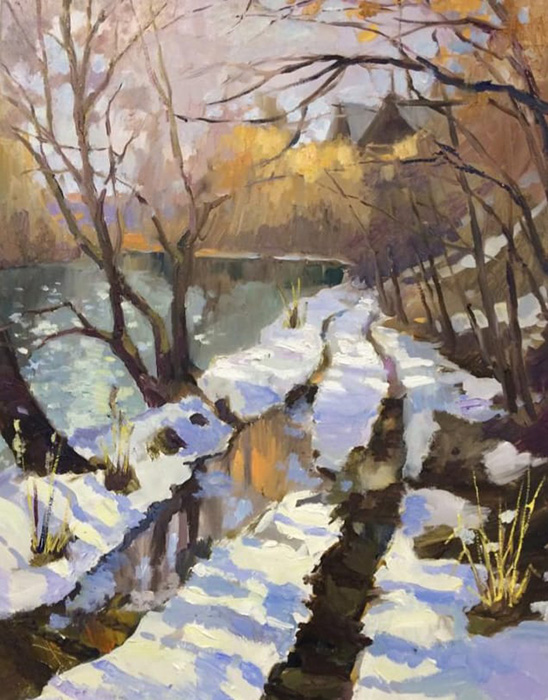  художник  Козлов Дмитрий, картина Последний снег