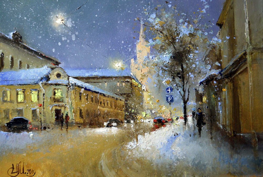  художник  Медведев Игорь, картина Мягкие лапы снегопада  