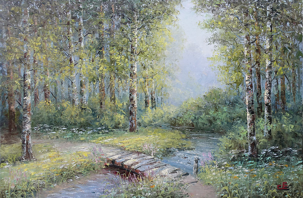  художник  Синев Евгений, картина Утренний туман