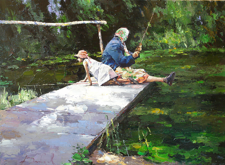  художник  Зайцев Алексей, картина На рыбалке