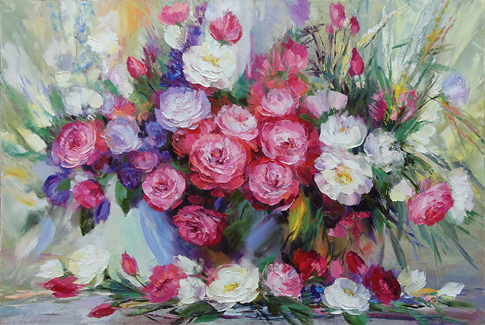  художник  Сергеев Александр  , картина Букет с розами