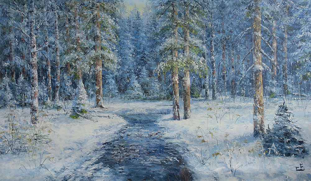  художник  Синев Евгений, картина Зимний лес