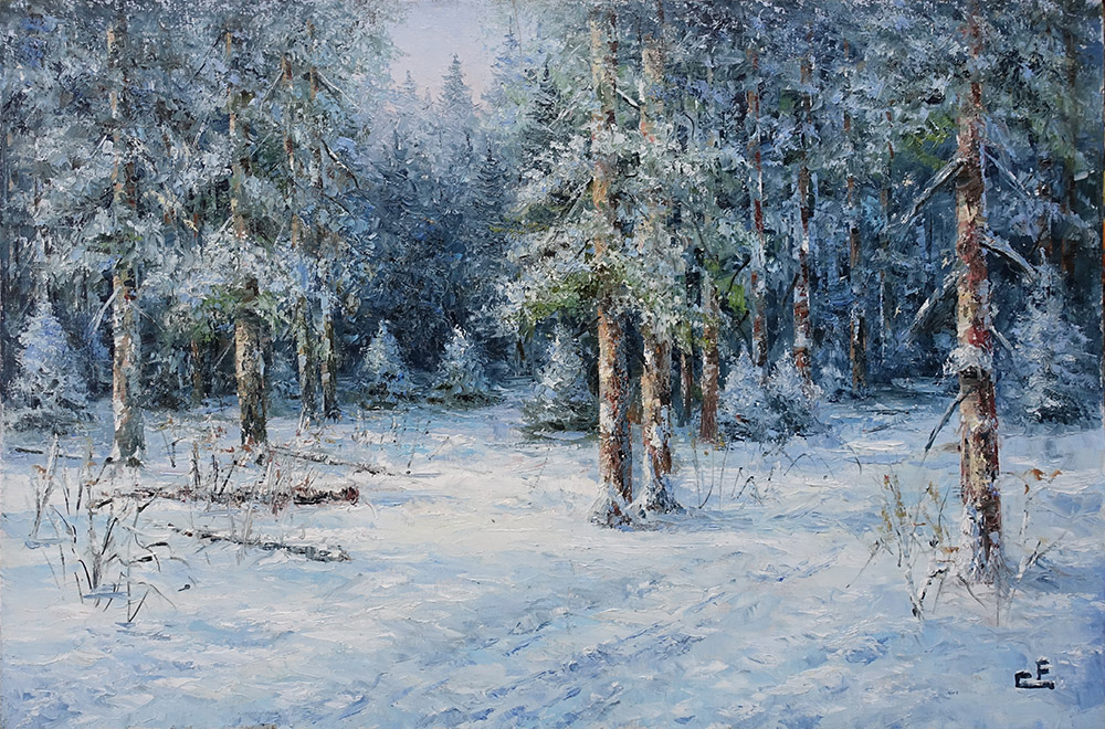  художник  Синев Евгений, картина Середина зимы