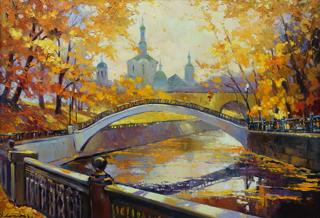  художник  Козлов Дмитрий, картина Осень на Яузе