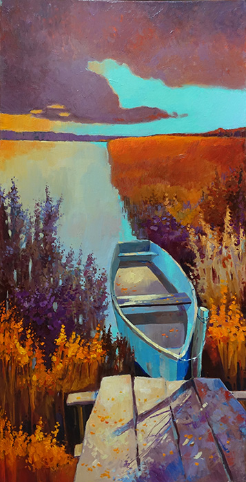  художник  Козлов Дмитрий, картина Оранжевые сны голубой лодки