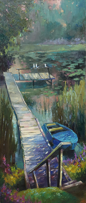  художник  Козлов Дмитрий, картина Спуск к озеру