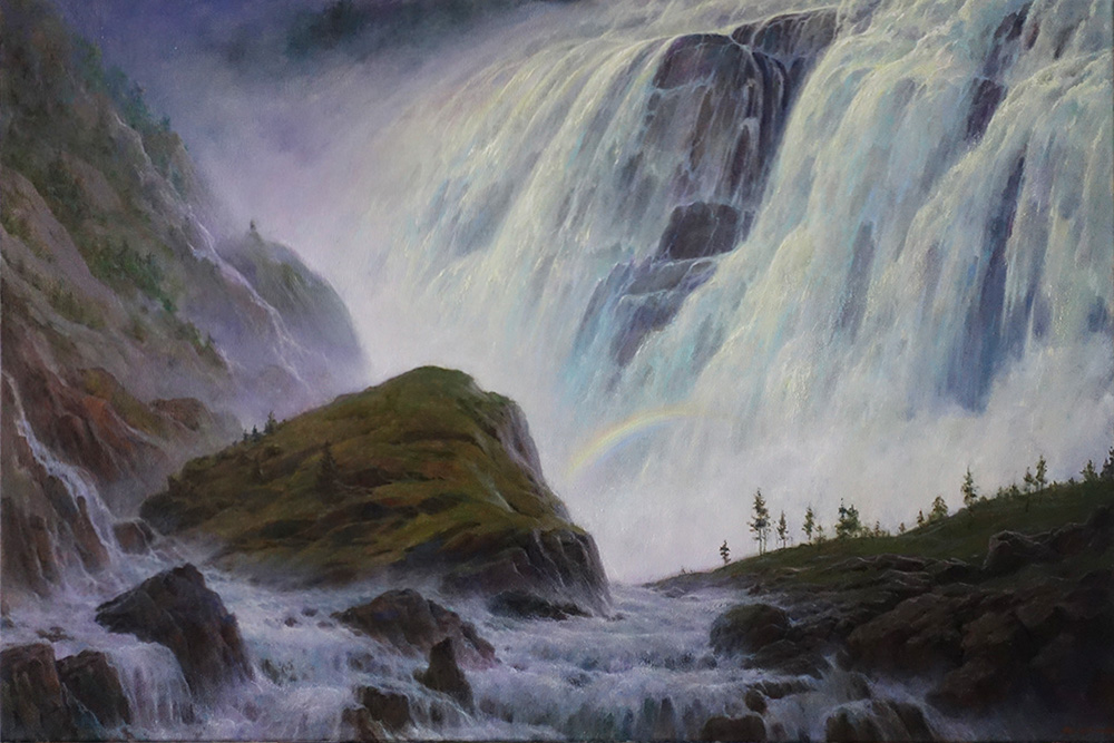 художник  Дмитриев Георгий, картина Норвегия. Водопад Лангфоссен