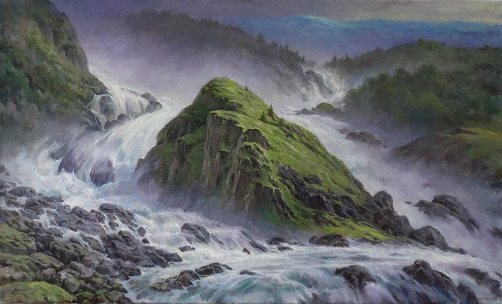  художник  Дмитриев Георгий, картина Норвегия. Водопад Лотефоссен