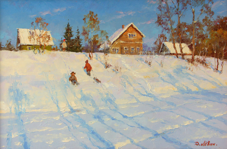  художник  Левин Дмитрий, картина Зимние забавы