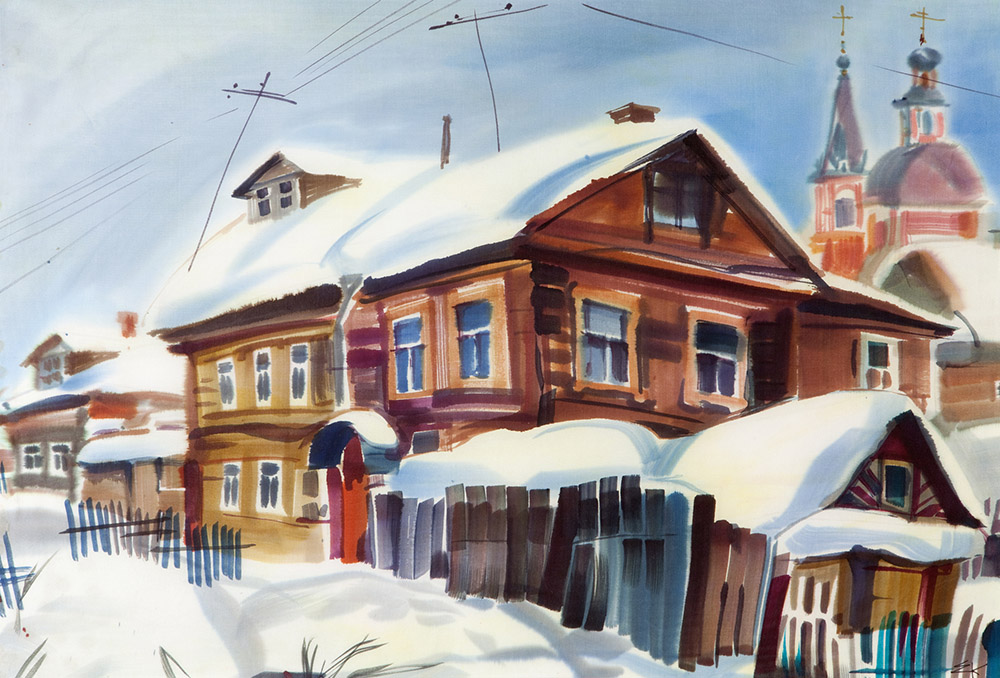  художник  Косульникова Алена, картина Зима в Сергиевом Посаде