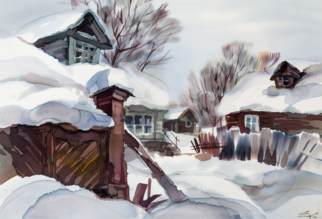  художник  Косульникова Алена, картина Снежная зима