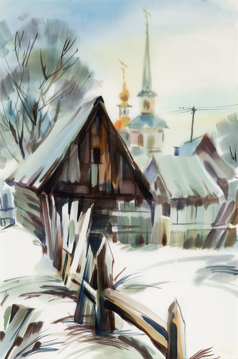  художник  Косульникова Алена, картина Домик в деревне