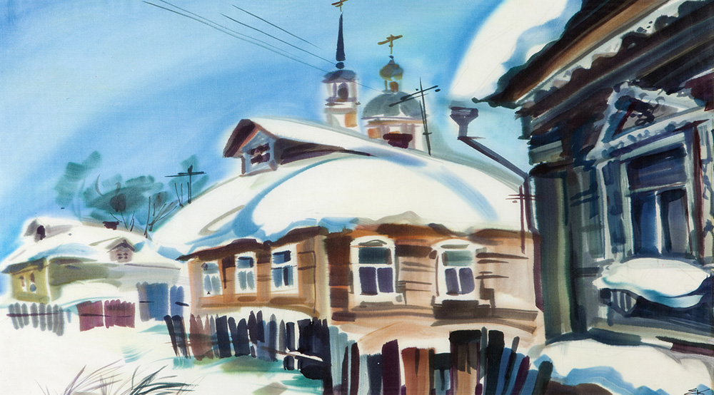  художник  Косульникова Алена, картина Домики в деревне